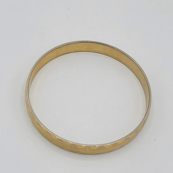 1980s Vintage Gold Plated Textured Classic Bangle Bracelet Diamond Cut Geometric - Picture 7 of 11